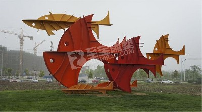 創(chuàng)意魚(yú)園林景觀(guān)小品不銹鋼雕塑